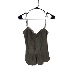 Y2K Kookai Green Eyelet Lace Babydoll Cami Top Size 1 / XS Spaghetti Strap Y2K